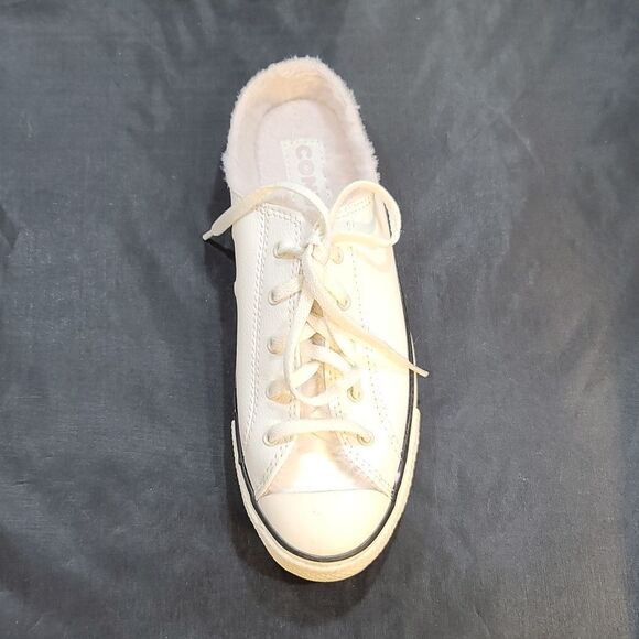 CONVERSE ALL STAR IVORY SLIP On SHOES PINK FUR INTERIOR - Picture 14 of 16